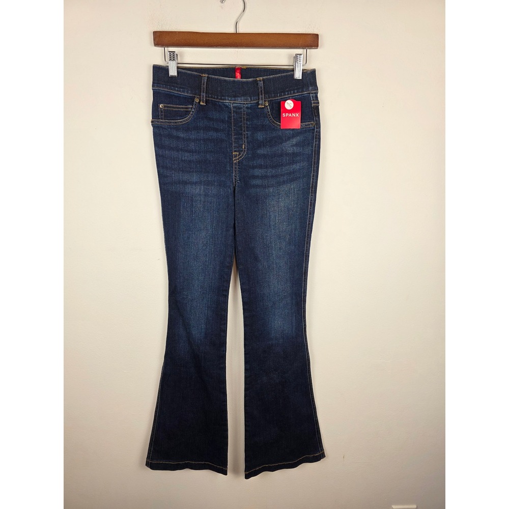 Spanx Flare Jeans Midnight Shade Pull On Shaping Denim 20327Q Small Petite NWT